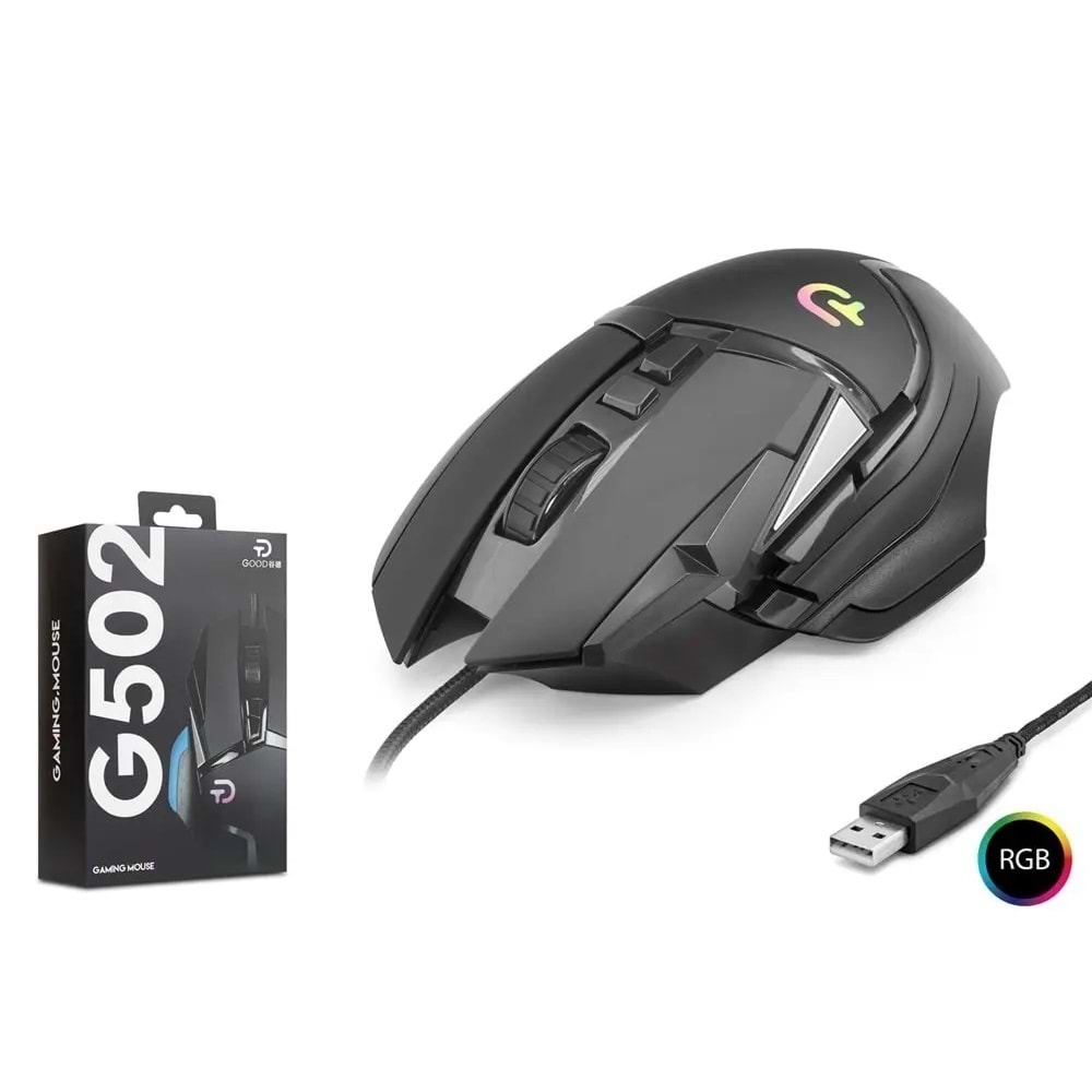 Nodar Good PRO G502 Gaming Mouse 7200 DPI 6 Tuş 1000 Hz RGB - Siyah