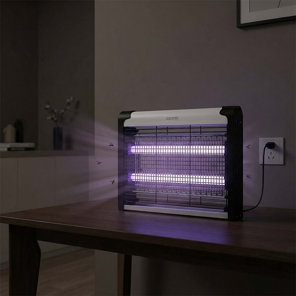 Asonic AS-A28 4W+ 2000V Zincir Askısılı İki Ledli Sinek Öldürücü Siyah Orta Boy