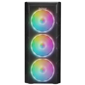 Everest CREST V1 Mesh Temperli Camlı 4x12cm Auto RGB Fan ATX Mid-T Gaming Oyuncu Kasası- Powersız