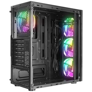 Everest CREST V1 Mesh Temperli Camlı 4x12cm Auto RGB Fan ATX Mid-T Gaming Oyuncu Kasası- Powersız