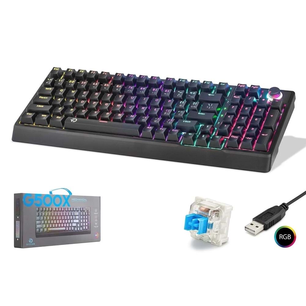 Good Pro G500XB Mekanik Gaming Klavye Blue Switch RGB 104 Tuş Siyah