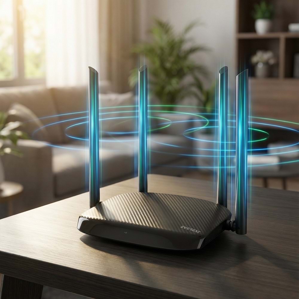 Everest EWR-AC5-V3 AC1200Mbps DualBand 4*6dBi Anten WISP+AP+Repeater Destekli Kablosuz Wifi Router