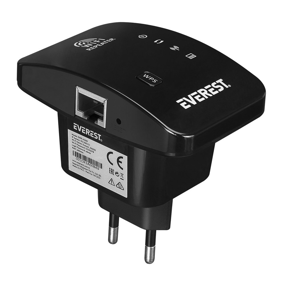 Everest EWR-N300 2.4GHz 300Mbps 1xWAN/LAN Port Dahili Antenli Tekrarlayıcı+AP Kablosuz Menzil Genişletici