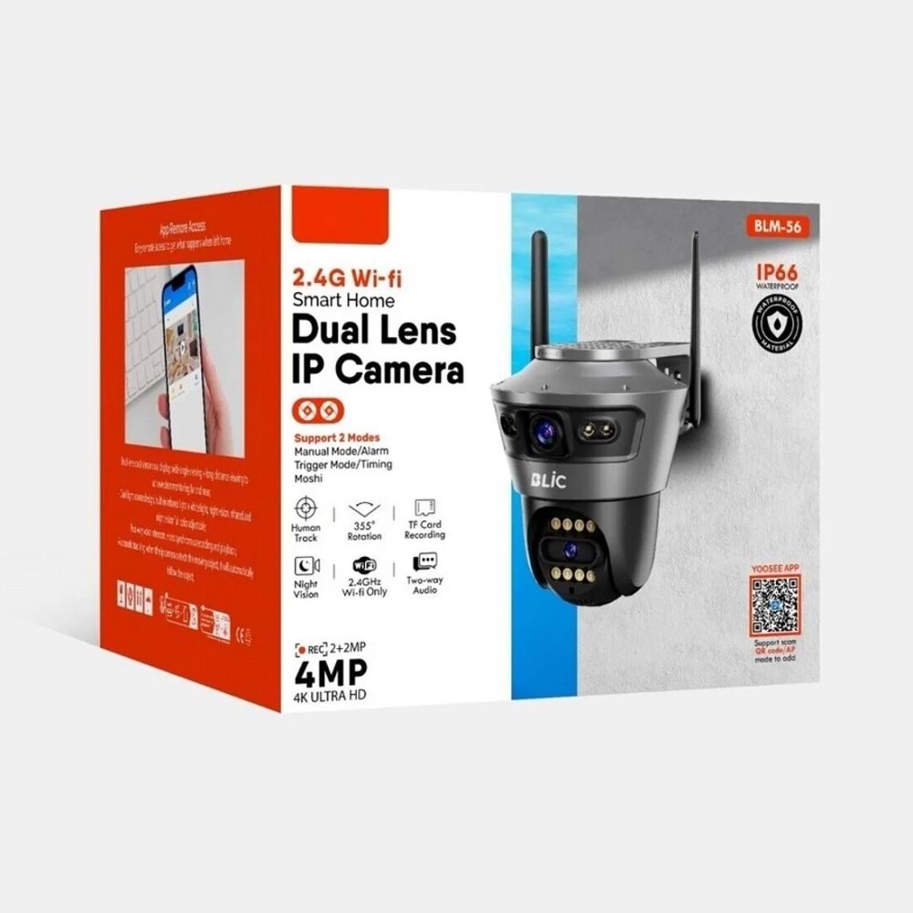 Blic BLM-56 Dual Lens 2.4G Wi-fi 4 Mp Ultra Hd Ip Kamera