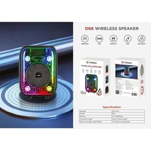 Torima D66 Bluetooth +Tws + Micro Sd + Usb + Aux Speaker