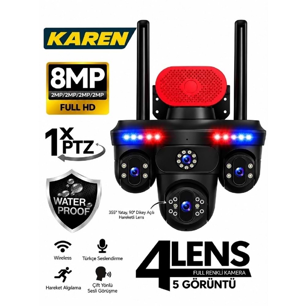 Mpia Karen 8mp 4 Kameralı 1*Ptz Wi-Fi Kamera